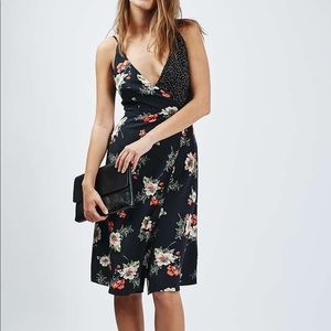 Topshop Black Floral Wrap Dress